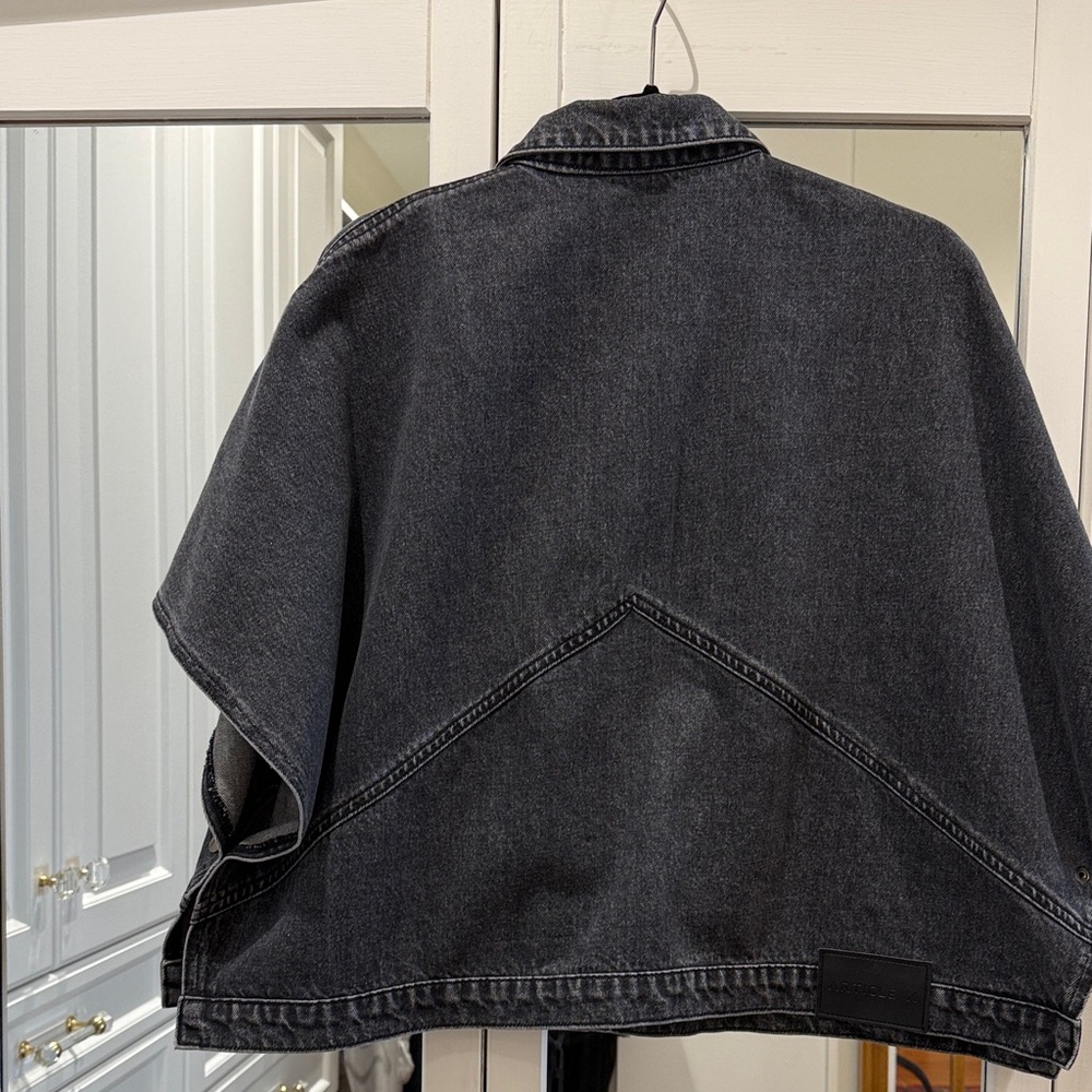 Article Boxy Black Washed Denim Jacket - Picture 3 of 5